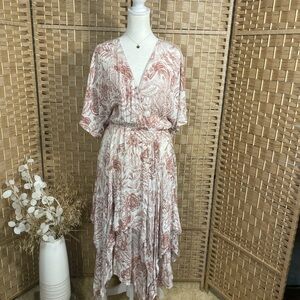 Lovestitch High Low Maxi Boho Dress in Mauve and Cream